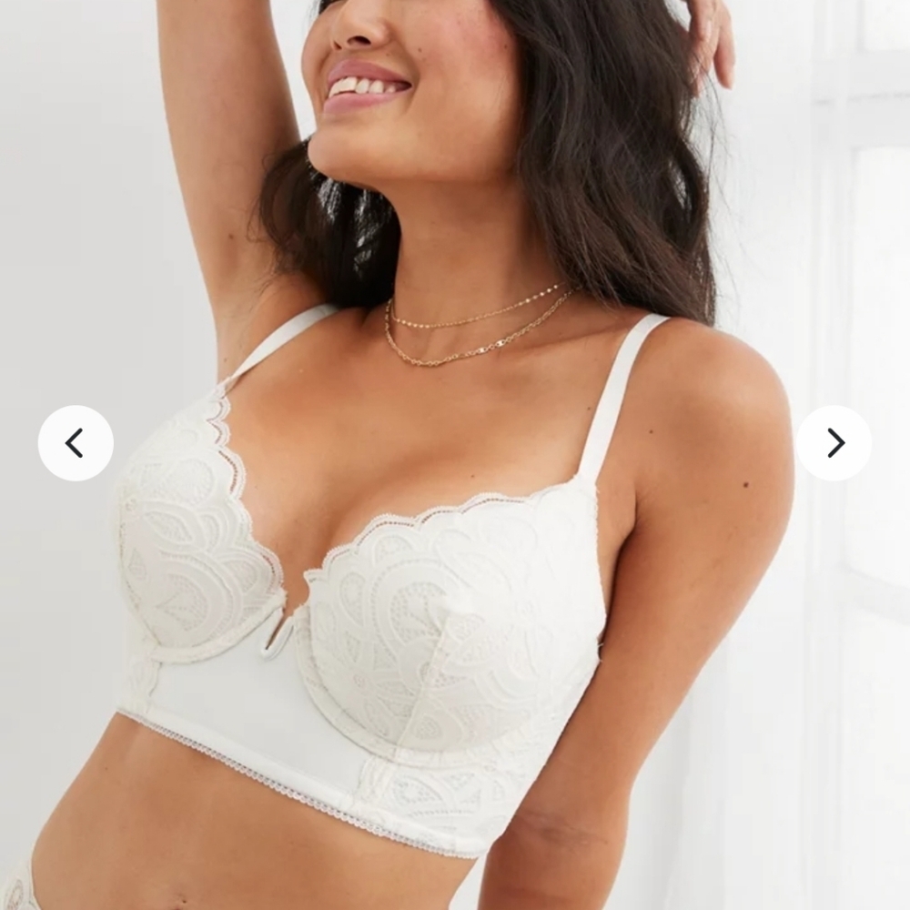 Aerie Show off Plunge White Lace Underwire Bra NEW 34C - Picture 2 of 9